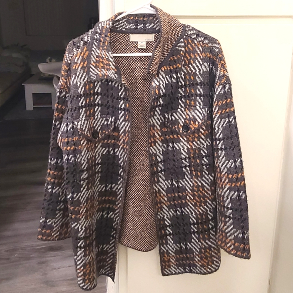 By Design Ava Plaid Autumn Open Front Cardigan